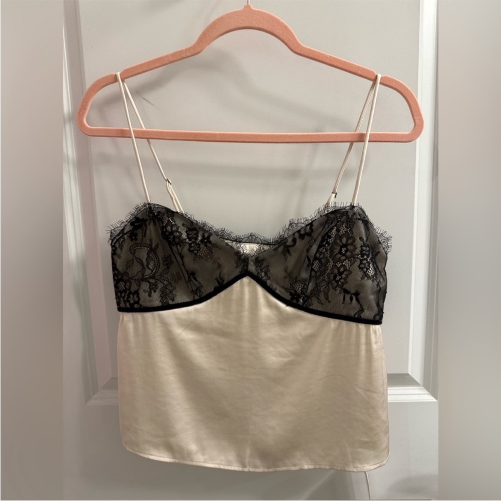 Abercrombie & Fitch Black Lace and Cream Satin Camisole